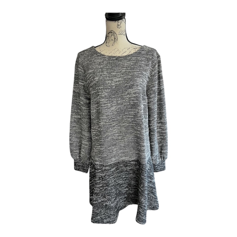 Loft Mixed Melange Flounce Dress size large - Picture 2 of 7